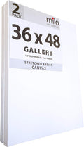 milo Stretched Artist Canvas | 36x48 inches | 2 Pack | 1.5' inch Thick Gallery Profile | 15 oz Primed Large Canvases for Painting, Ready to Paint Art Supplies for Acrylic, Oil