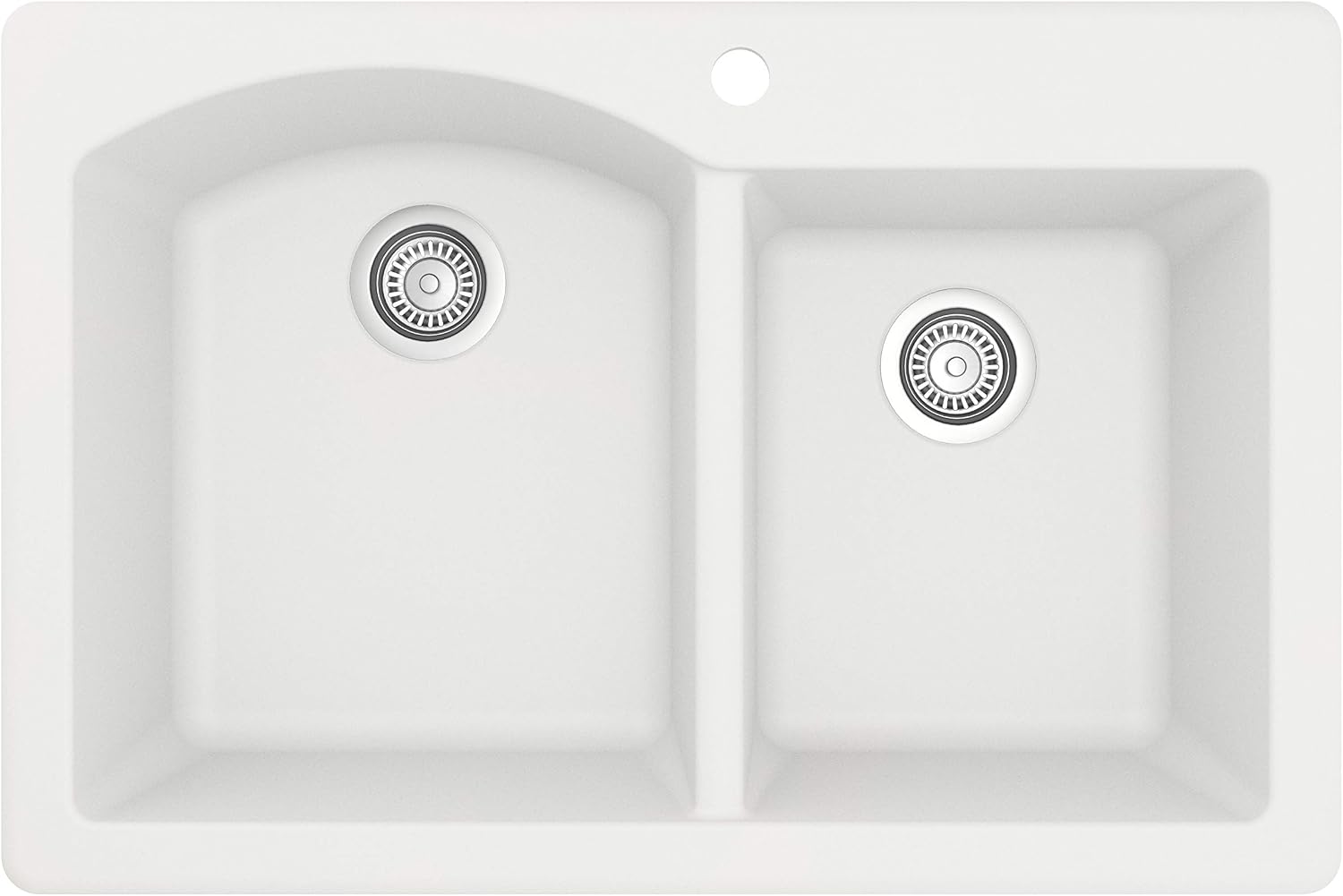 Karran 33' Drop-In/Top Mount Quartz Composite 1-Hole 60/40 Double Bowl Kitchen Sink in White