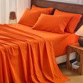 Bedlifes 100% French Flax Linen Sheets Set King Size - 6 Piece Extra Deep Pocket 18-24',Soft Breathable King Bed Sheets with Temperature Regulating & Moisture-Wicking(Orange