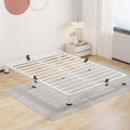 ROIL 4 Inch White Full Bed Frame with Rounded Corner and Mattress Retainers, 3500LBS Heavy Duty Steel Slats No Box Spring Needed Platform Noise-Free Easy Assembly