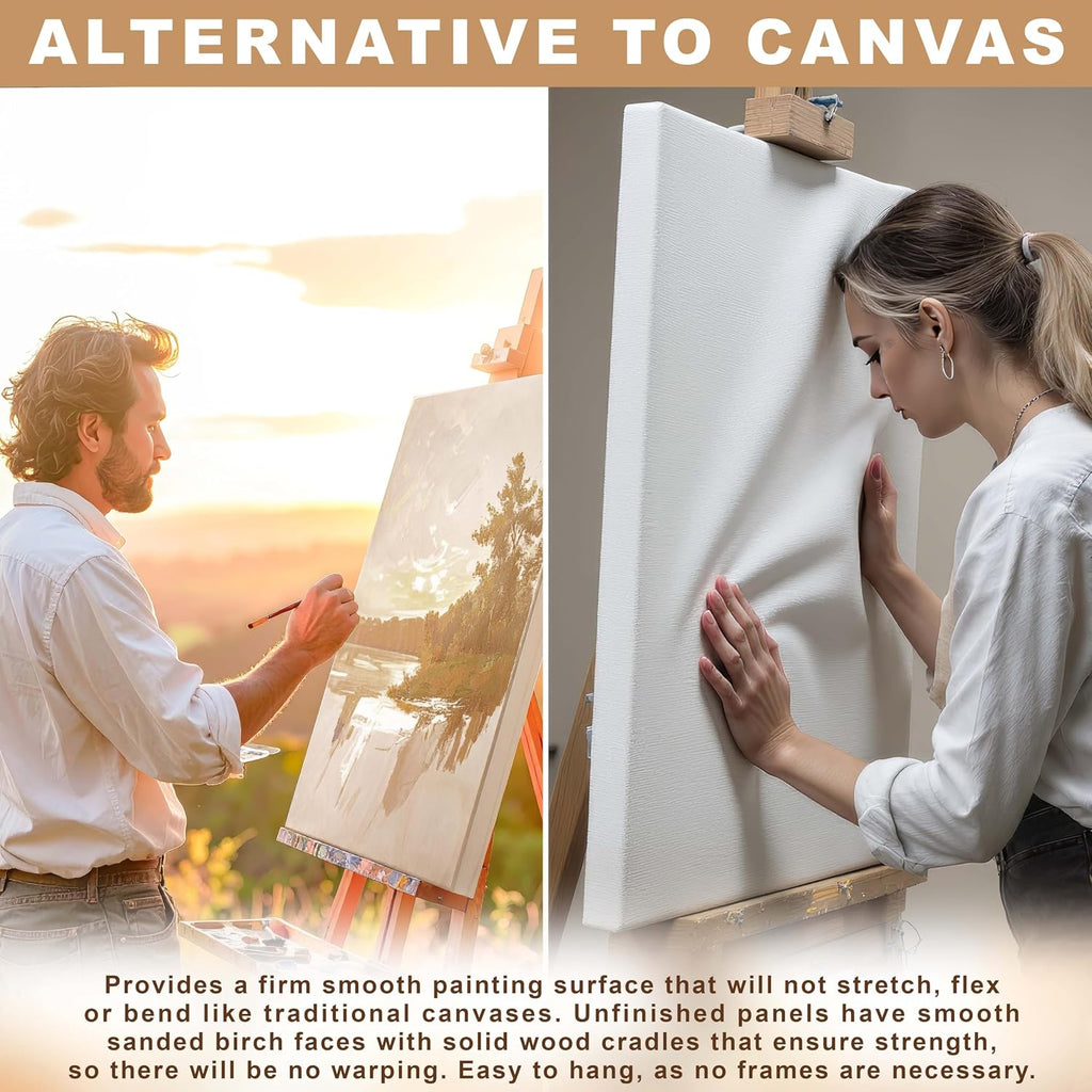 U.S. Art Supply 48' x 48' Unfinished Cradled Wood Panels for Painting, Gallery 1-1/2' Deep (2 Pack) - Artist Depth Wooden Wall Canvases - Mixed-Media Craft, Acrylic, Oil, Encaustic, Paint Pouring