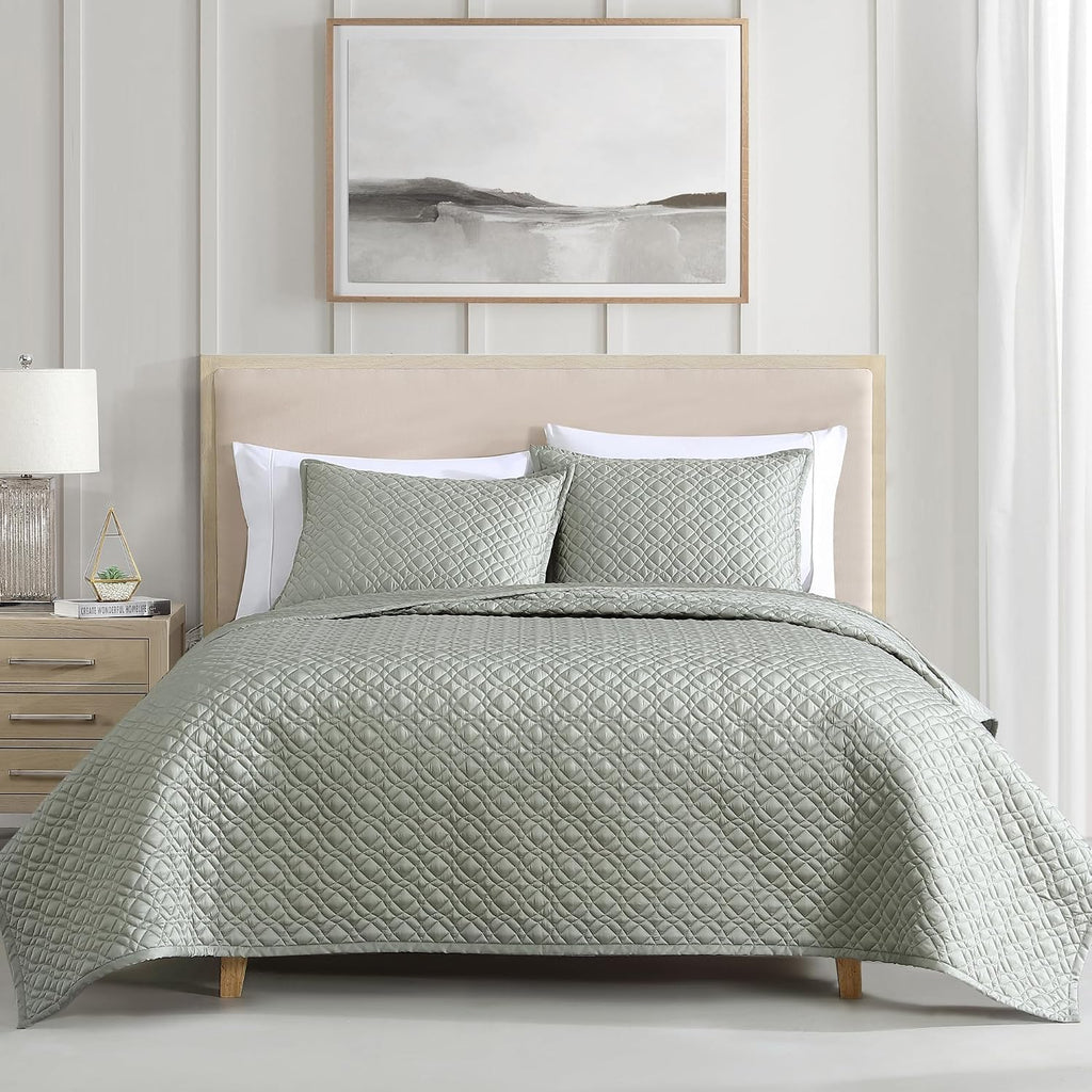 Riverbrook Home Noble Tencel Coverlet Set, King, Sage, 3 Piece Set