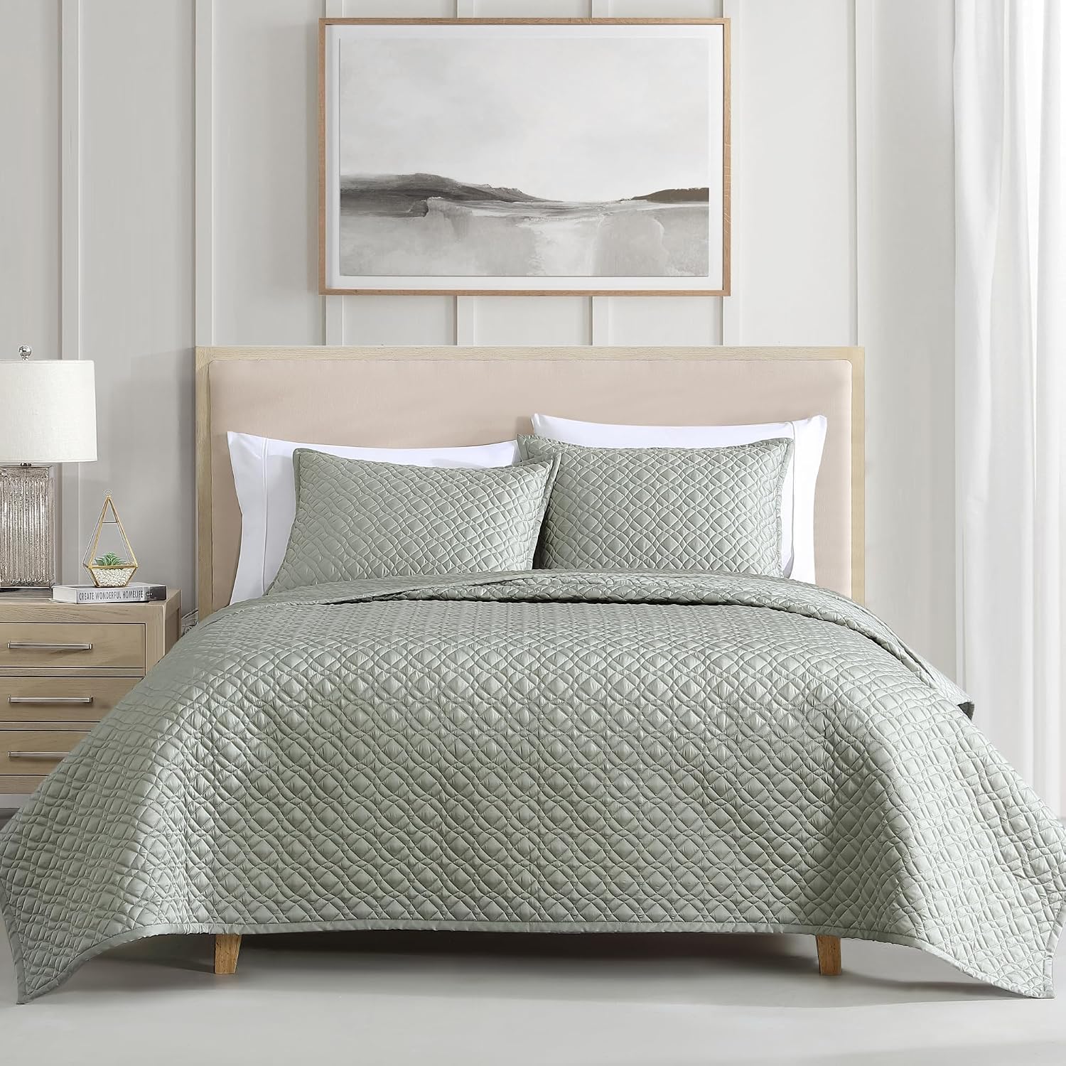 Riverbrook Home Noble Tencel Coverlet Set, King, Sage, 3 Piece Set