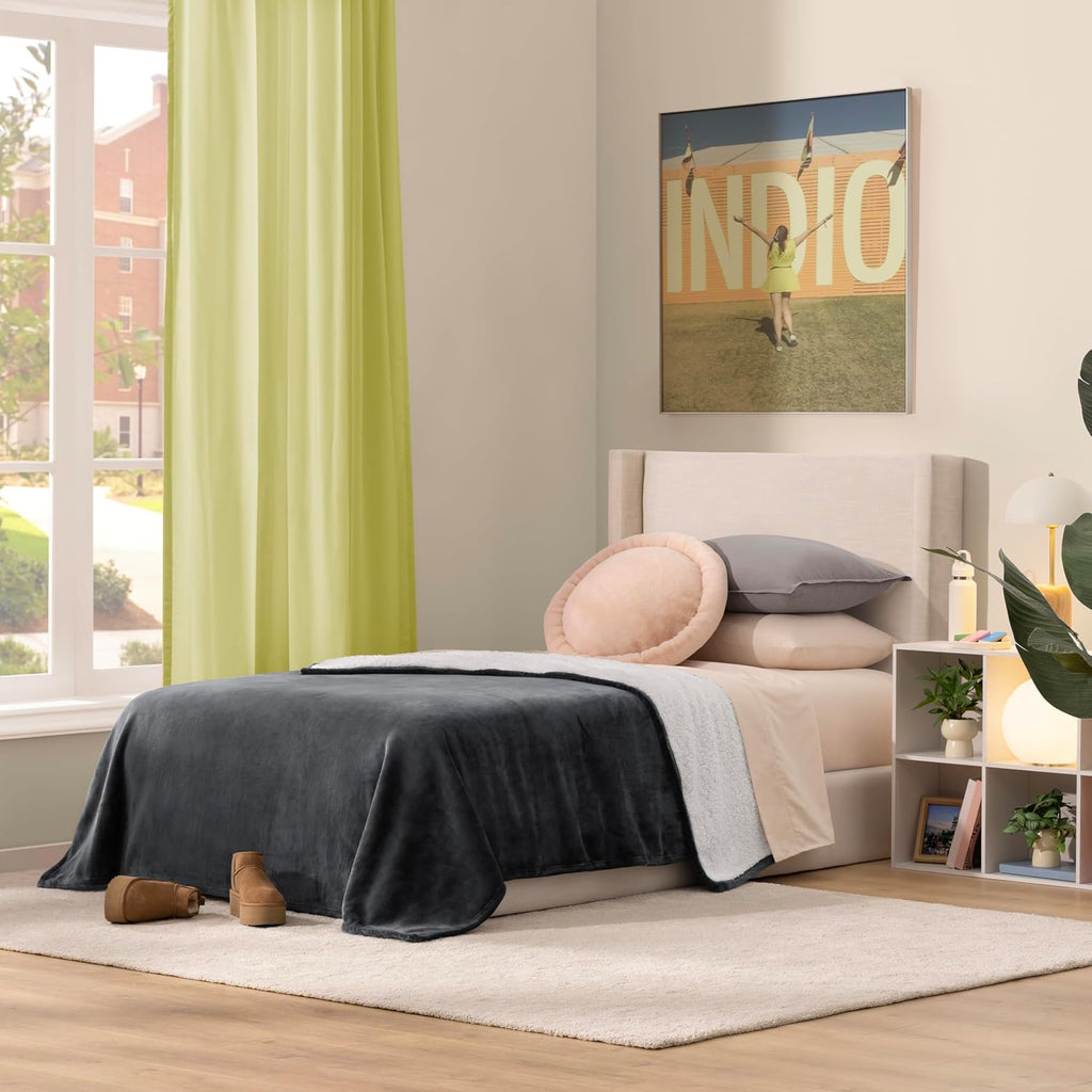 UGG Nita Twin Blanket, Plush Soft Twin XL Fuzzy Blanket for Bed or Oversized Throw for Couch, Cozy Bedding, Luxury Bedroom Decor, 66-inch x 90-inch, Charcoal Grey