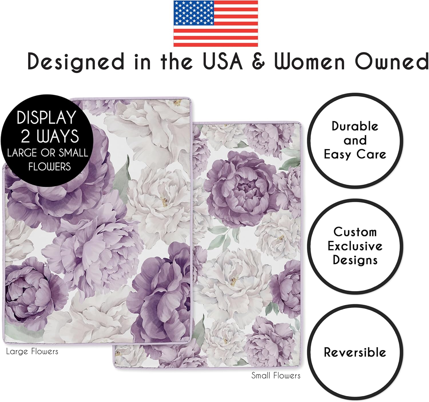 Sweet Jojo Designs 4-Piece Baby Crib Bedding Set (Purple Lavendar Boho Floral) for Girls, Infants/Nursery incl. Blanket, Fitted Sheet, Skirt, Diaper Stacker (Vintage, Elegant, Shabby Chic, Wildflower)