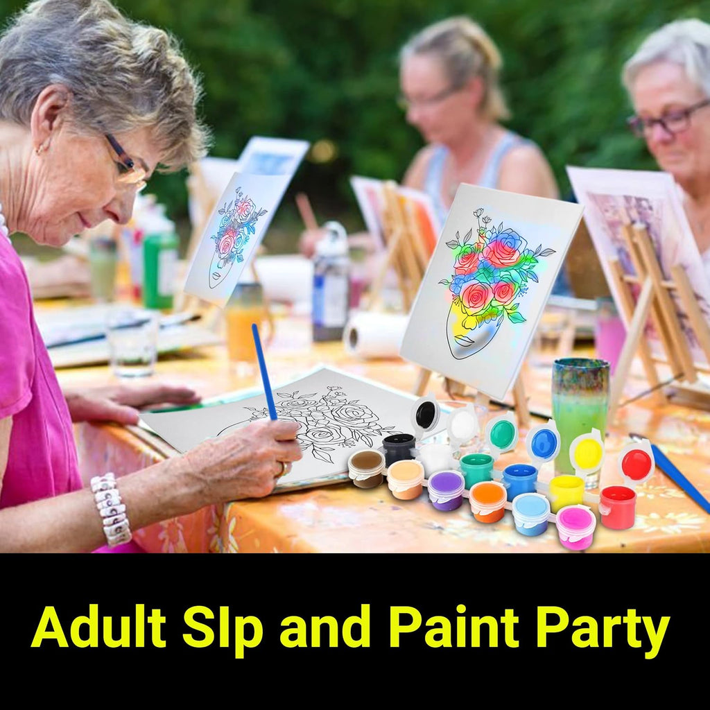 Essenburg 30 Pack Pre Drawn Canvas Paint Kit | Teen, Kids and Adult Sip and Paint Party Favor | DIY Date Night Couple Activity| Canvas Boards for painting| Birthday Sunflower (S 8X10 CANVAS ONLY)