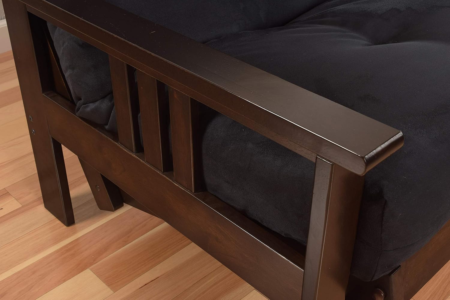 Kodiak Furniture Monterey Futon Set with Storage Drawers, with Espresso Base and Linen Charcoal Mattress