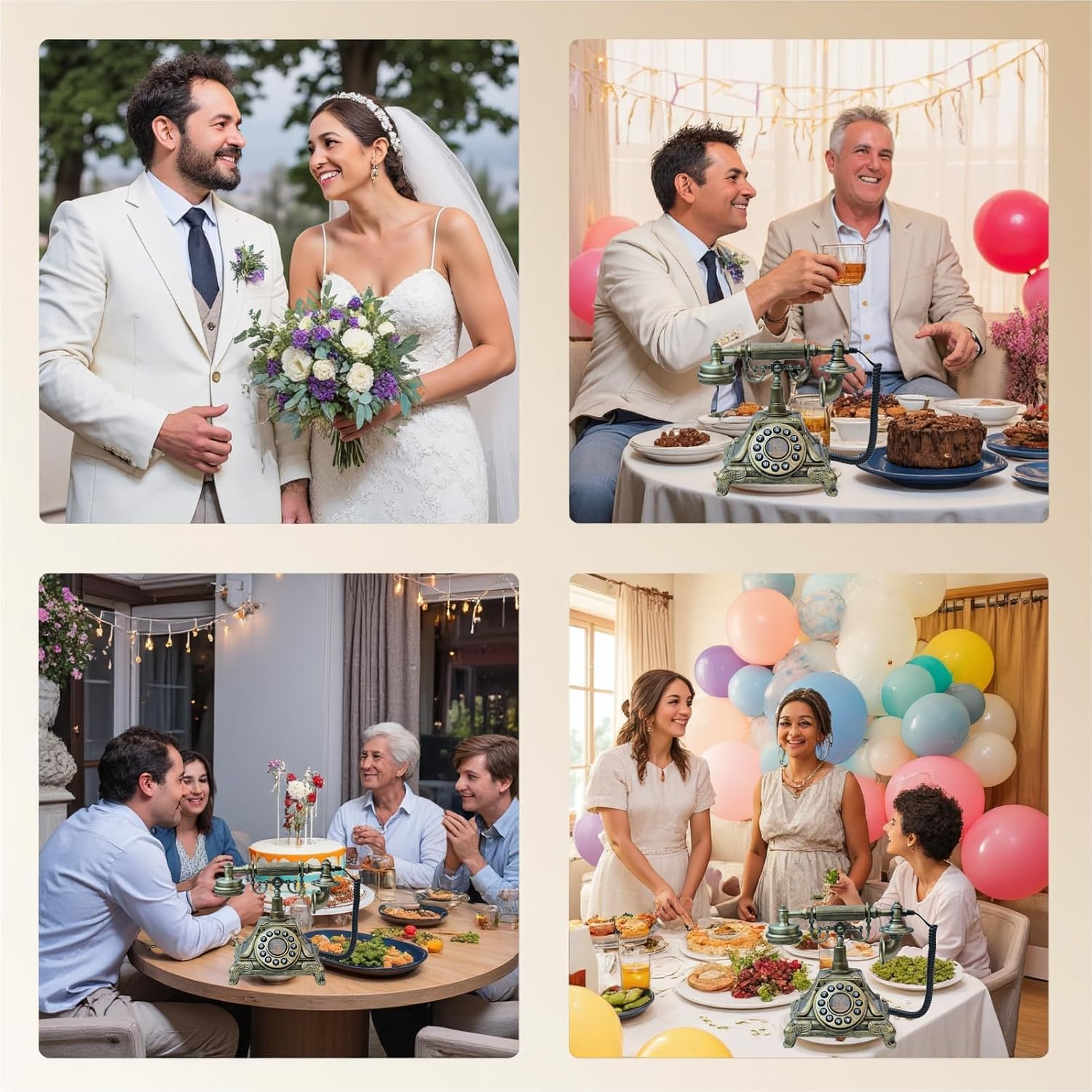 Audio Guest Book Wedding Phone,Audio Guestbook Phone Vintage Style Audio Message Voicemail for Graduation Retirement Party Birthdays Baby Shower Special Occasions (Bronze)