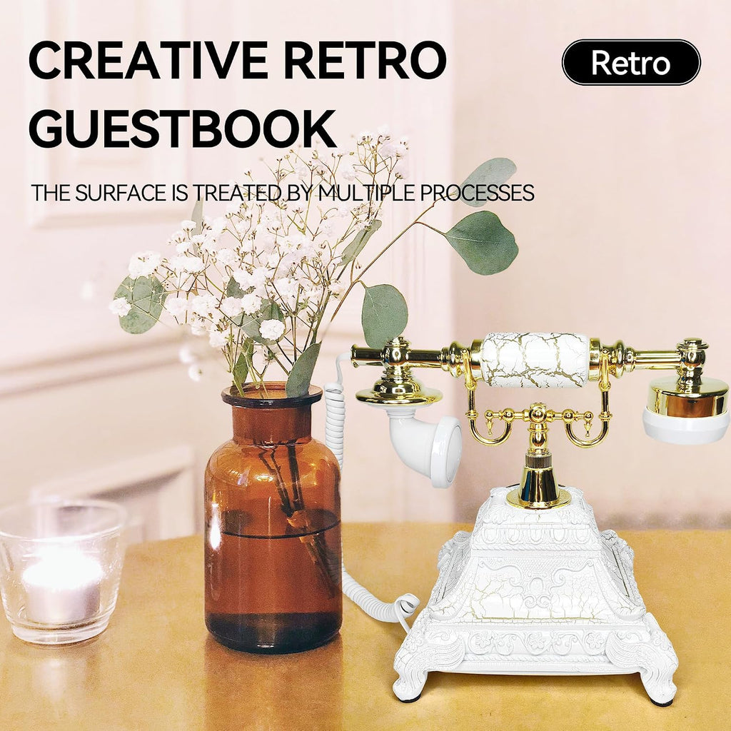 Audio Guest Book Wedding Phone, Retro Audio Phone Guestbook with Clear Voice Recording for Wedding Reception, Bridal Shower, Birthday, Baby Shower, Anniversary, Engagement