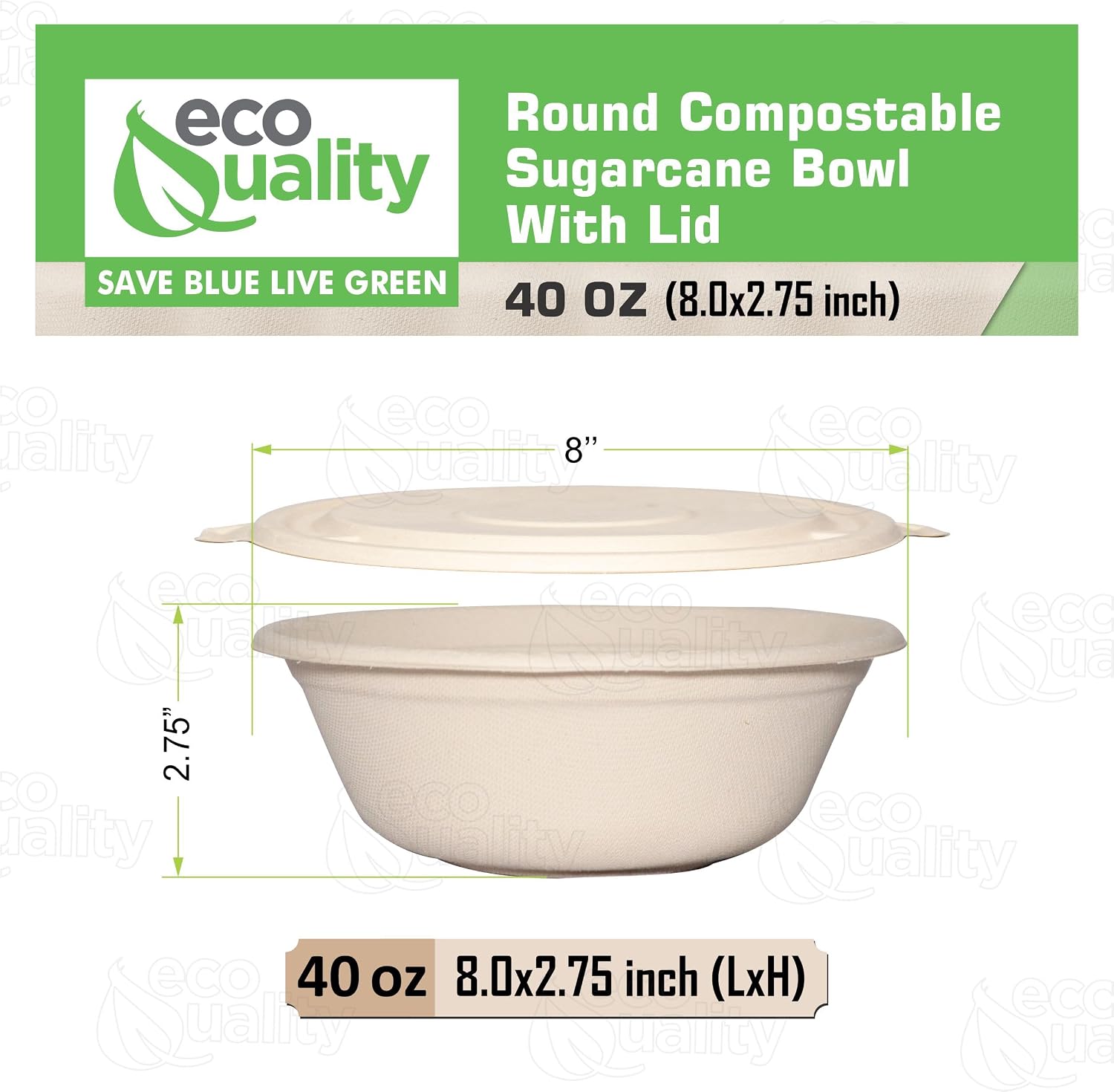 40 oz Round Disposable Compostable Paper Bowls with Fiber Dome Lids - Heavy Duty, Eco-Friendly Natural Sugarcane Bagasse, Heat Resistant, 100% Biodegradable Salad Bowls Alternative to Plastic (300)