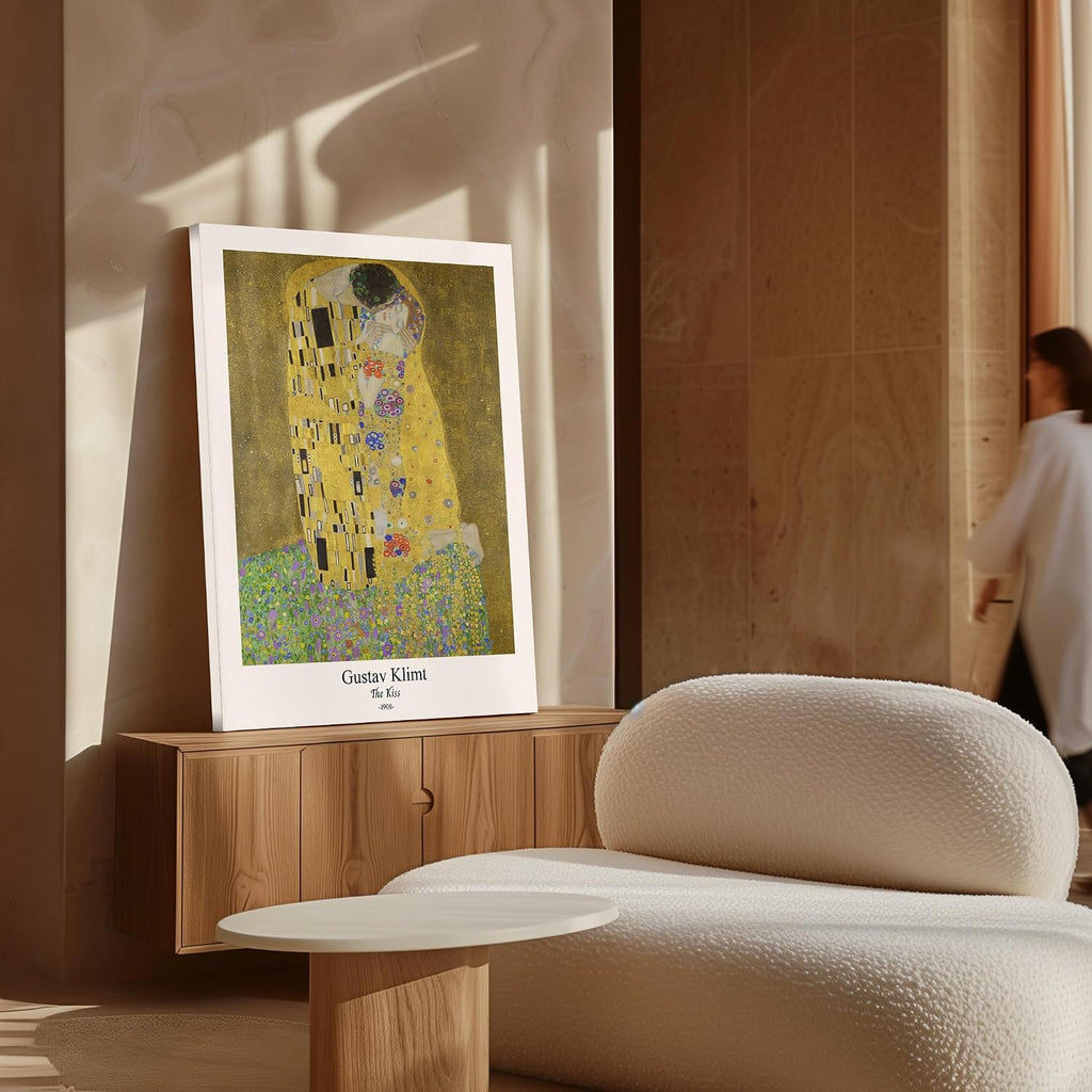 Poster Master Vintage Gustav Klimt Canvas - Retro The Kiss Print - Abstract Symbolism - Aesthetic Art - Classic Painting - Art Nouveau Living Room Wall Decor - 24x32 STRETCHED Canvas