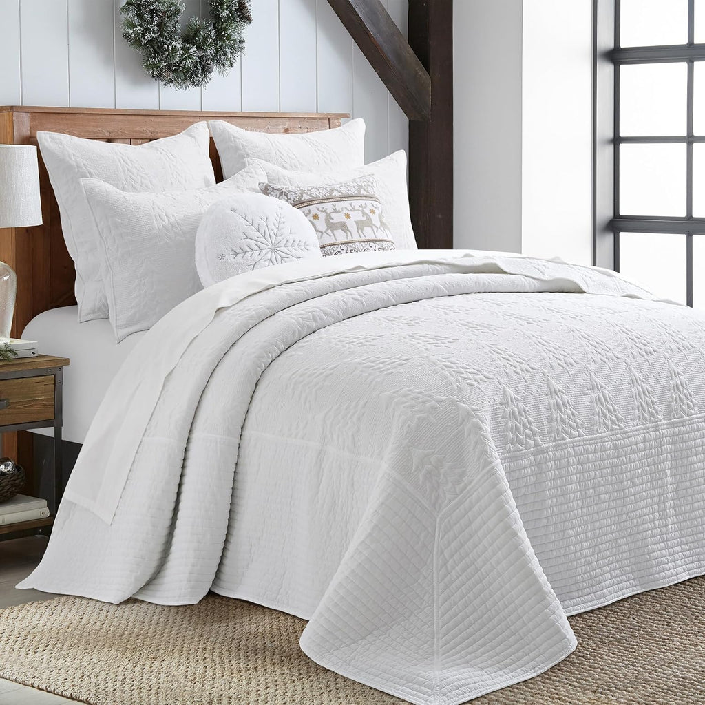 Levtex Home - O Christmas Tree Bedspread Set - Twin Bedspread and One Standard Sham - Christmas Tree - White - Bedspread (80x106in.) and Sham (20x26in.) - Cotton