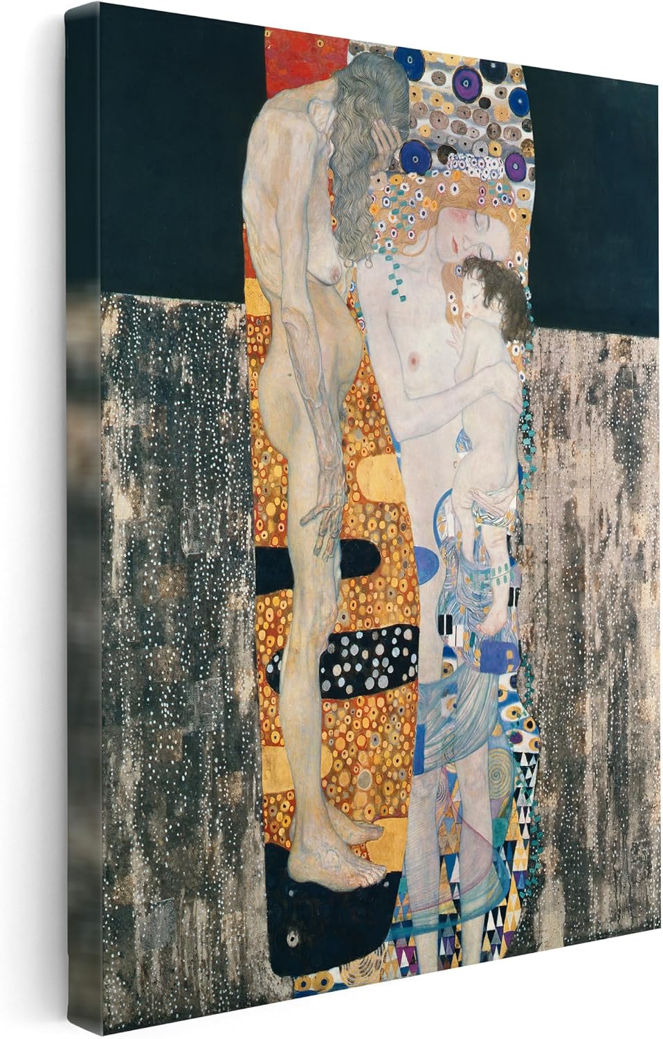 Poster Master Vintage Gustav Klimt Canvas - Retro The Three Ages of Woman Print - Fine Art - Classic Symbolism Painting - Art Nouveau Bedroom or Living Room Wall Decor - 24x32 STRETCHED Canvas