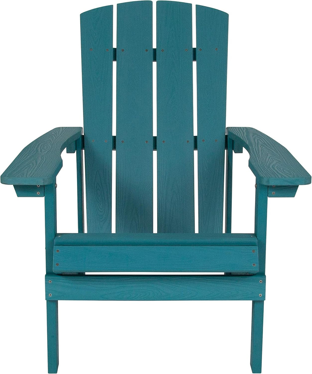 Flash Furniture Charlestown Poly Resin Adirondack Chair - Sea Foam - All Weather - Indoor/Outdoor - Set of 4
