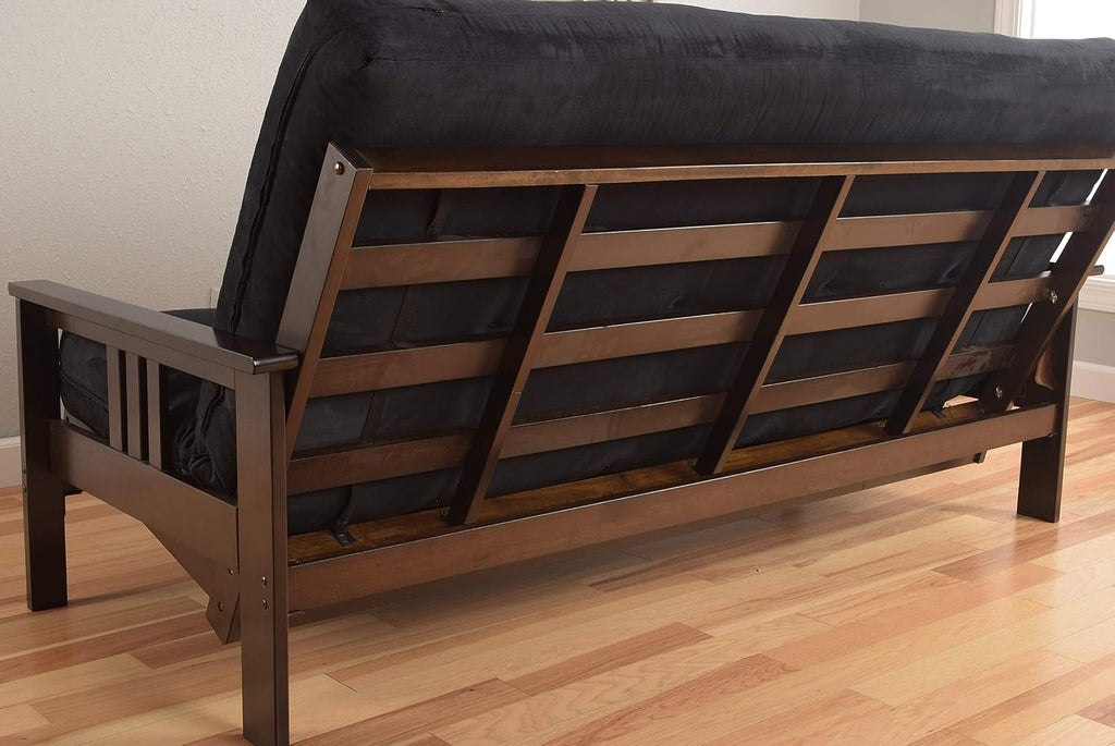 Kodiak Furniture Monterey Futon Set with Storage Drawers, with Espresso Base and Linen Charcoal Mattress
