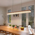 Wood Linear Chandelier,Dimmable Kitchen Island Lighting with Remote,Modern LED Pendant Light Fixture for Dining Room Over Table,Walnut Linear Chandeliers for bar,Living Room,Pool Table, 3000K-6000K.