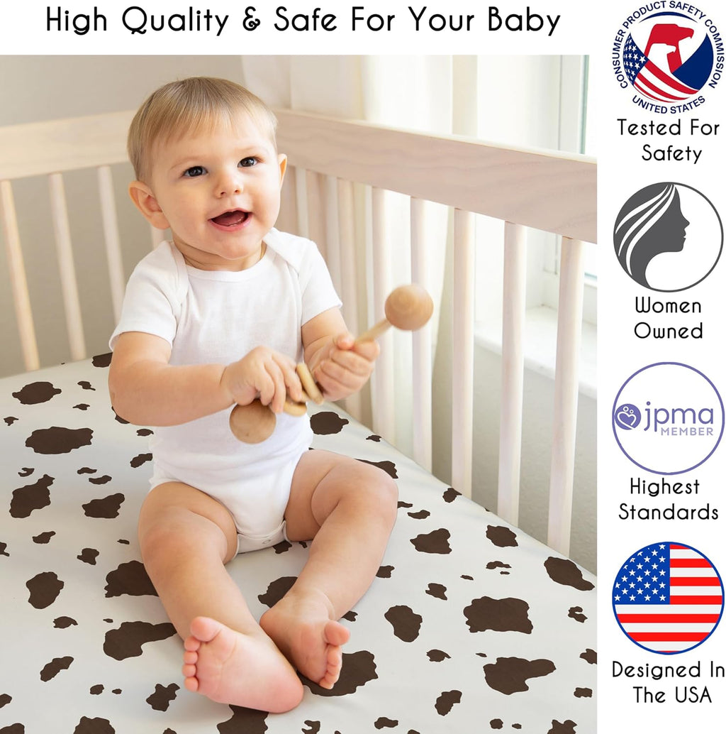 Sweet Jojo Designs 4-Piece Baby Crib Bedding Set (Western Cowboy) for Boys, Infants/Nursery incl. Blanket, Fitted Sheet, Skirt, Diaper Stacker (Country, Farm, Horse Ranch, Wild West, Southern Charm)