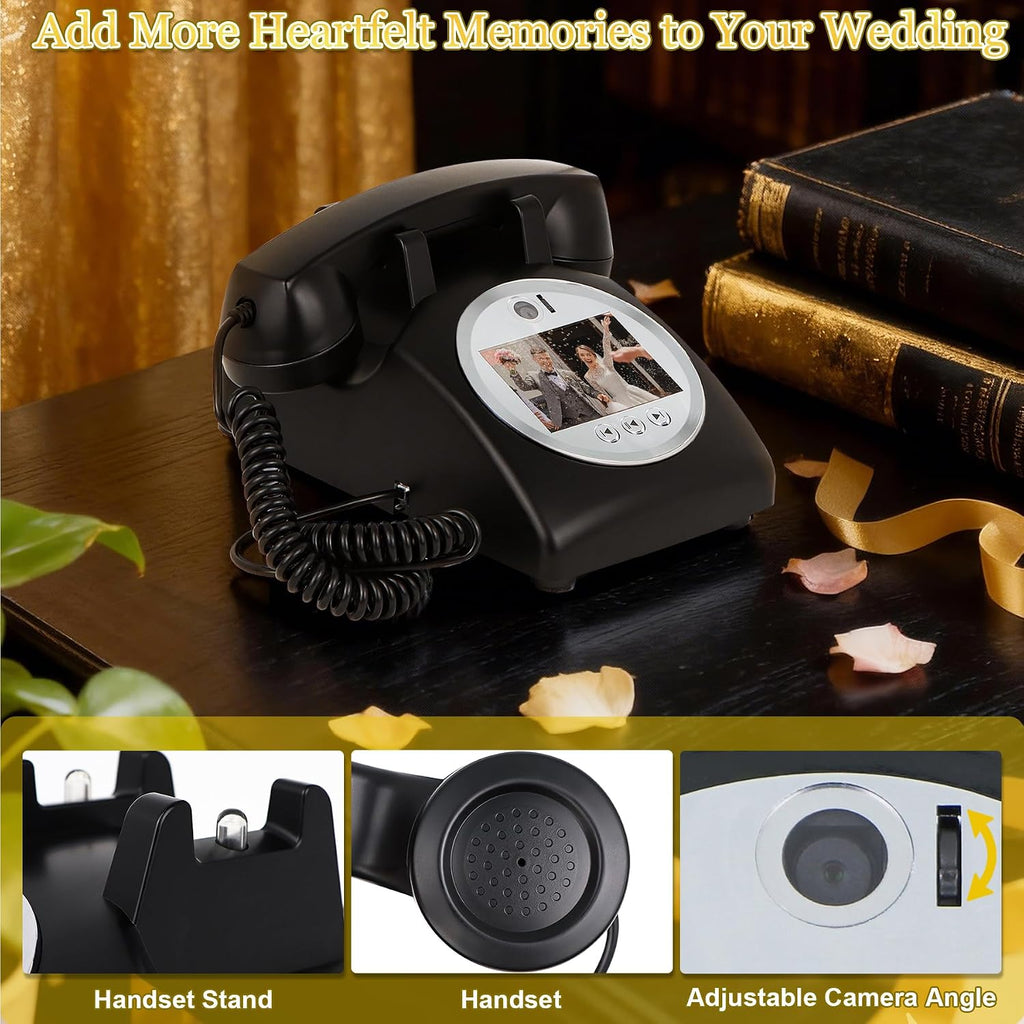 Video Audio Guest Book Wedding Phone, 1080P Video Guestbook Phone for Wedding, Bridal Shower, Birthday Party, Baby Shower, Anniversary Engagement (Matte Black)