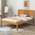 Twin Size Wood Bed Frame and Headboard, Modern Retro Brown Platform Beds Frames, Sturdy and Durable Design Rustic Wooden Bedroom Set, Easy Assembly, No Box Spring Needed (Oak, Twin)