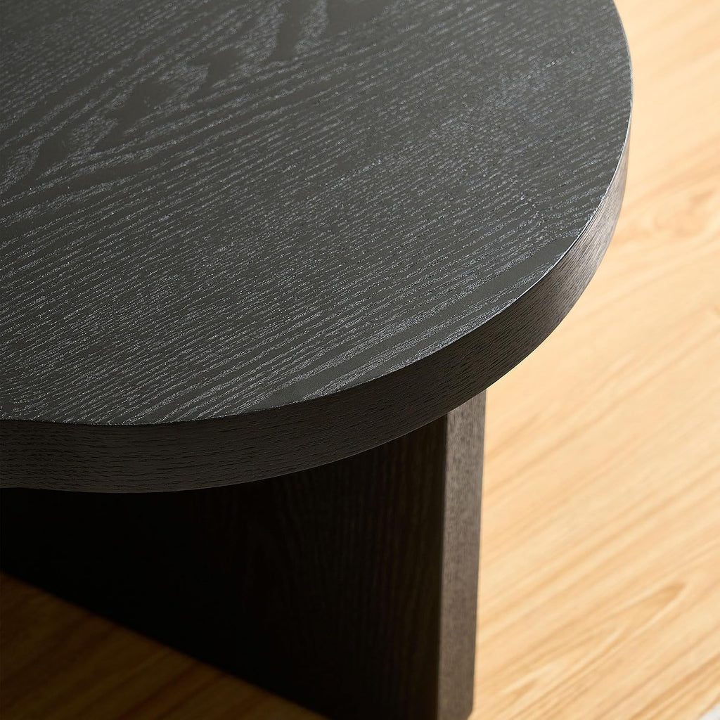 31.49' Nesting Coffee Table Set of 2 for Living Room, Couch/Bedroom Side, Unique Butterfly Shaped, Irregular Wood Fun Center Table for Small Space- Black