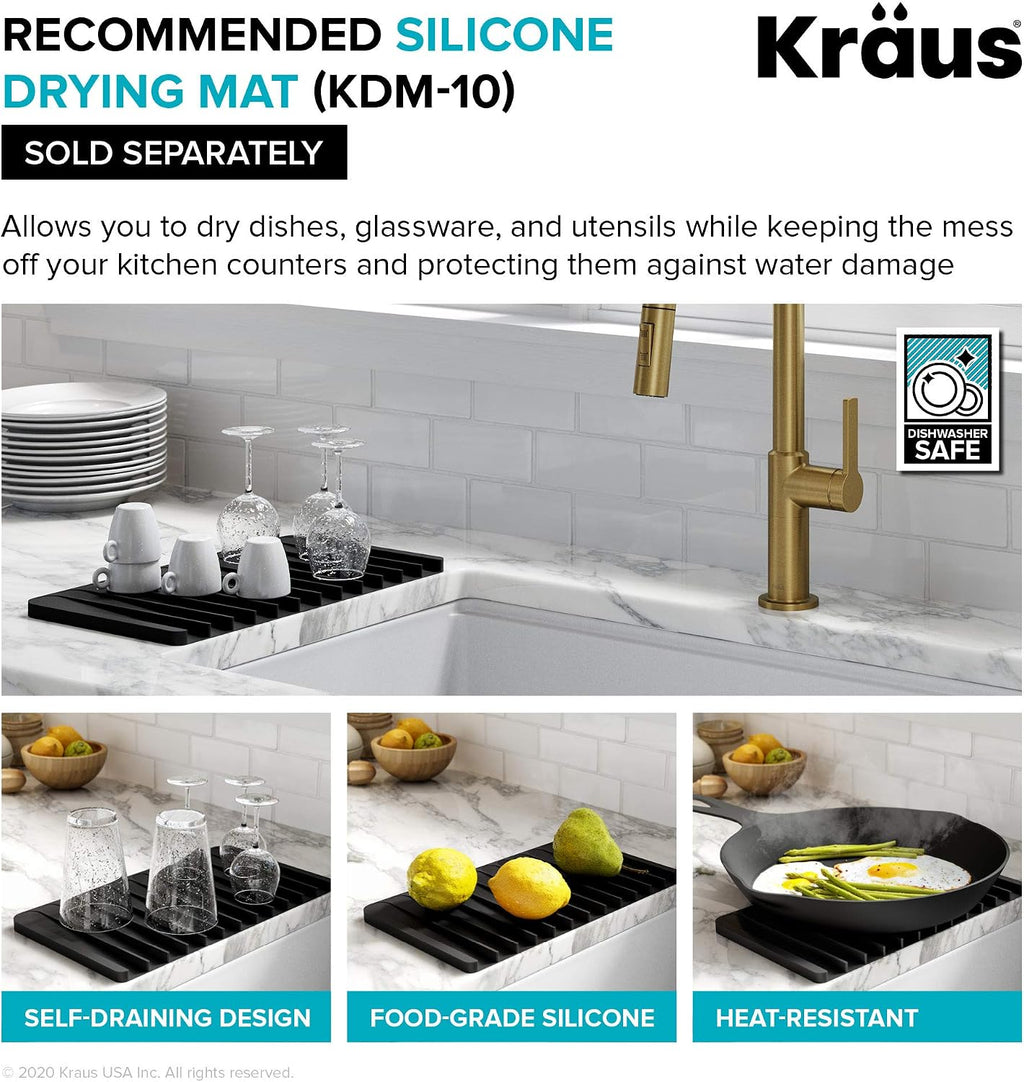 KRAUS Kore 36-Inch Farmhouse Workstation 16 Gauge Single Bowl Stainless Steel Kitchen Sink with Accessories, KWF210-36