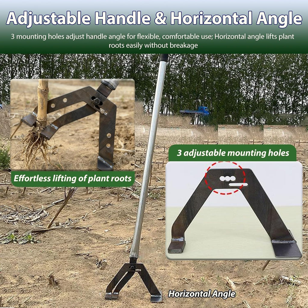 Corn Stalks Post Puller w/Adjustable Handle, High-Leverage Tree Root Extraction Tool Fully Uproots, Manual Weeders for Farming/Forestry