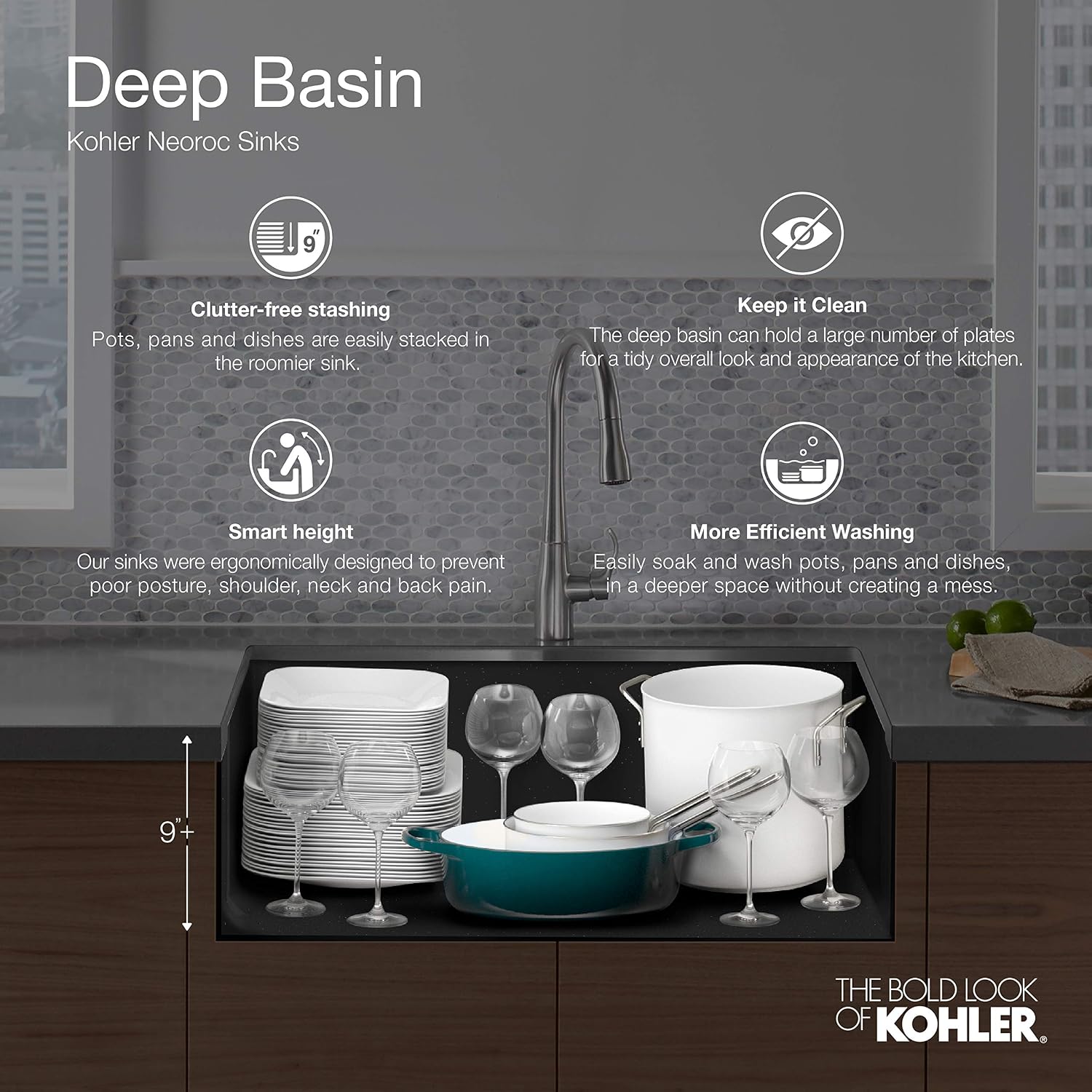 KOHLER K-28001-CM2 Cairn Sink, 24 in, Matte Brown