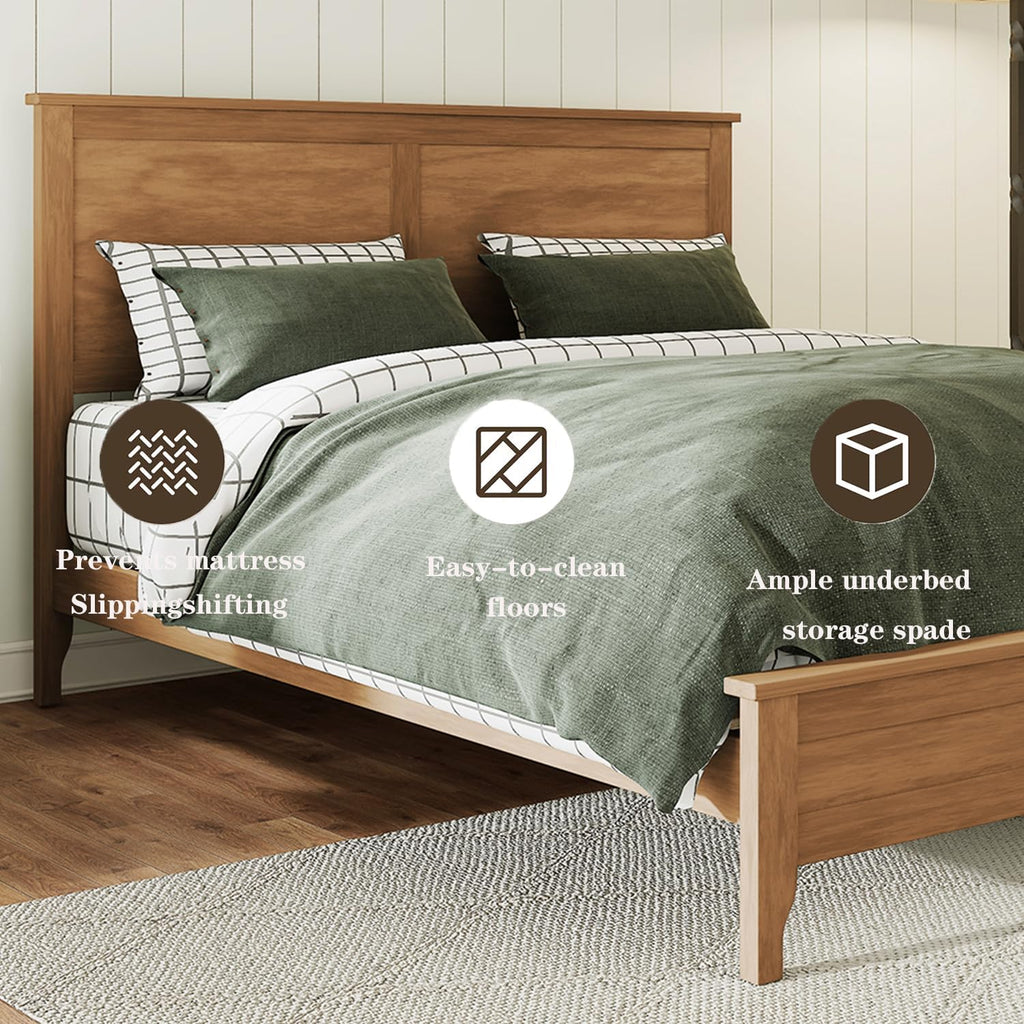 King Size Wood Bed Frame and Headboard, Modern Retro Seadrift Platform Beds Frames, Sturdy and Durable Design Rustic Wooden Bedroom Set, Easy Assembly, No Box Spring Needed (Seadrift, King)