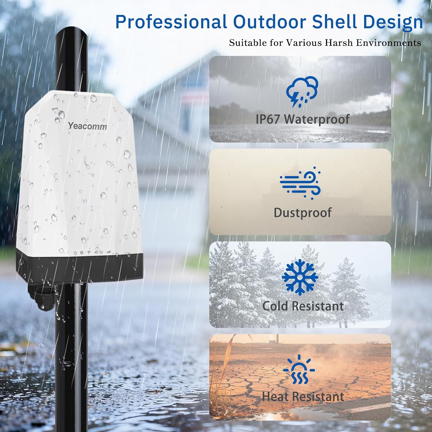 Outdoor 5G Router with SIM Card Slot, NR SA NSA CPE 5G Modem Cellular Routers Gateway/Bridge/Wireless, IP67 Waterproof, T-Mobile & AT&T, 4X4 MIMO,802.3af POE,Band Lock,VPN, for Farm,Yard,RV