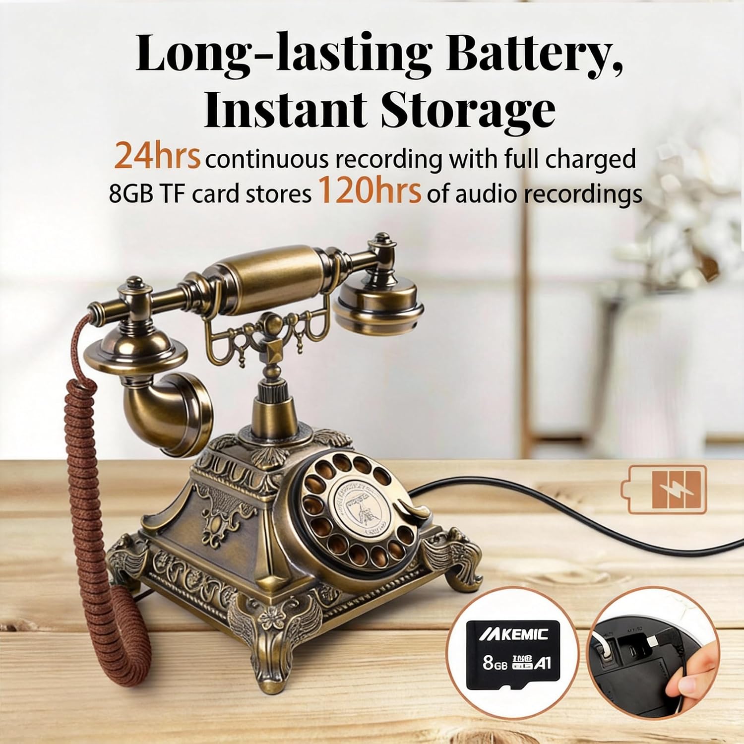 Audio Guest Book Wedding Phone, Audio Guestbook After the Tone,Recording Voicemail for Wedding, Parties, Guaduations, Banquets, Rotary Design (Antique Brown)