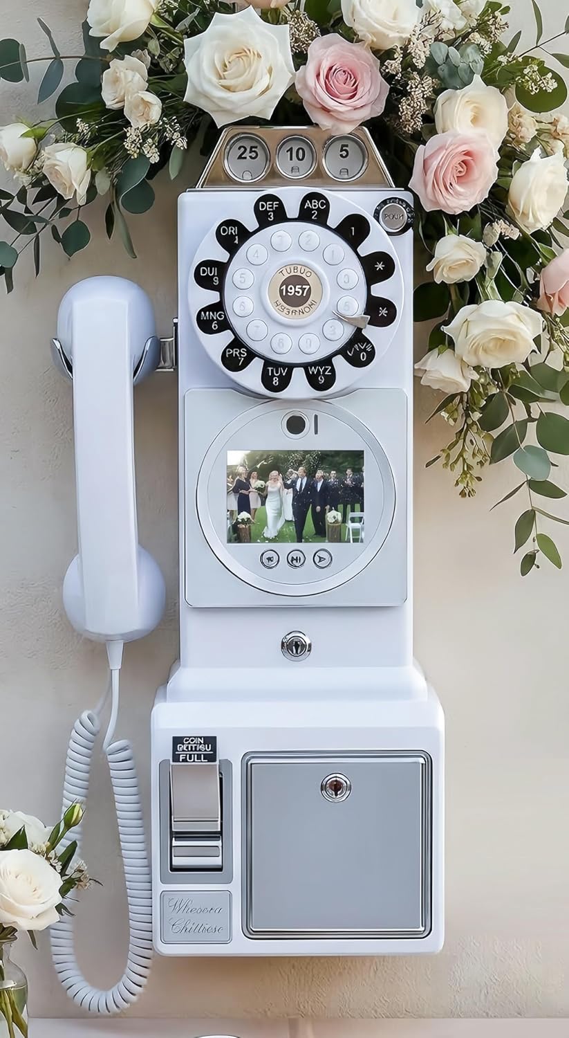RetroVox Video & Audio Guest Book Wedding Phone Guestbook Creative Easy to Use & Fun Engagements Anniversaries Baby Showers Graduation (A Video White)