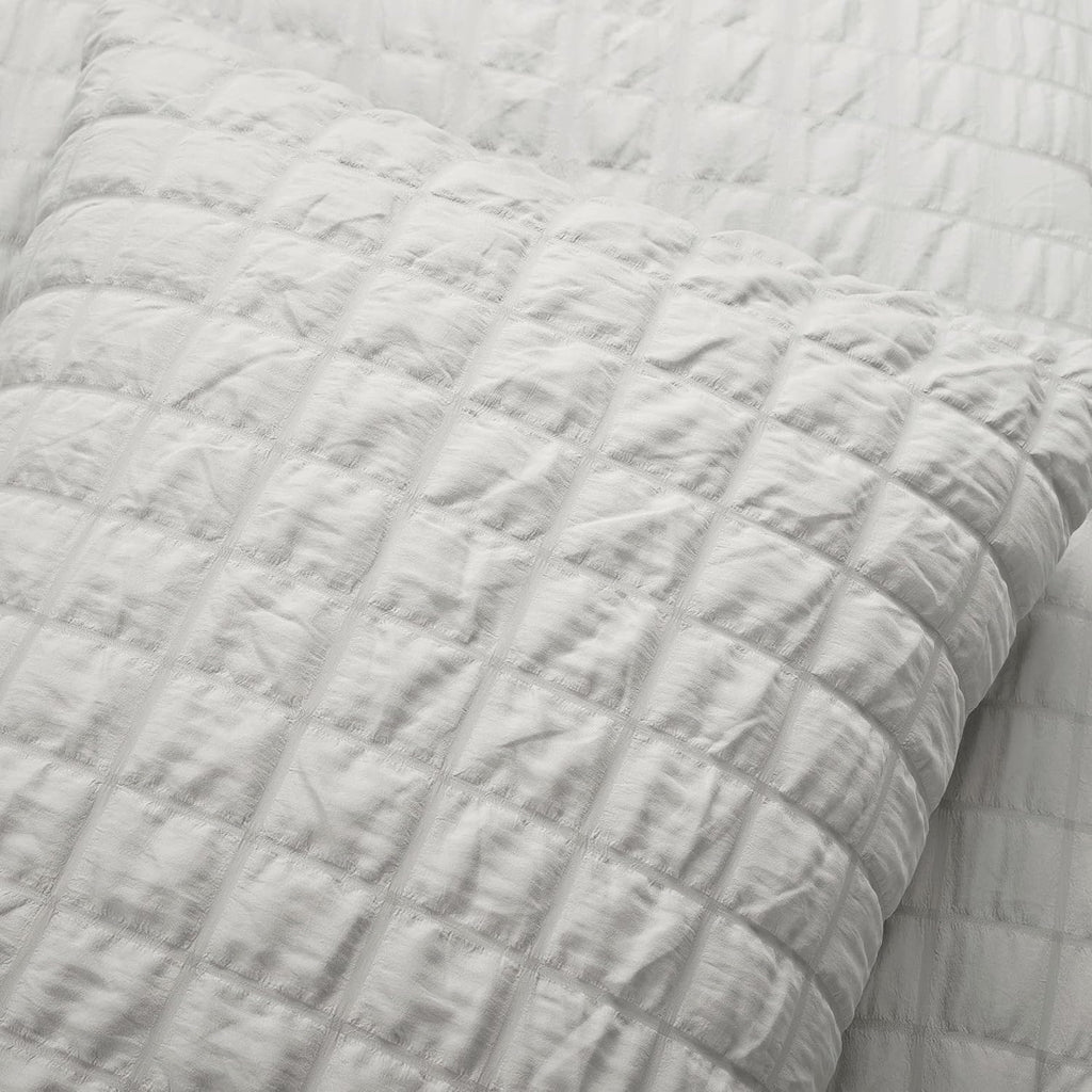 Lush Decor Crinkle Textured Dobby 3 Piece Comforter Set, King, Light Gray
