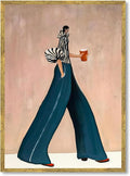 Large Gold Framed Modern Fashion Abstract Wall Art Chic Long-Leg Silhouette Female Canvas Poster Bold Figurative Woman Painting Feminine Prints Artwork Girl Pictures for Home Decor 24x36inch