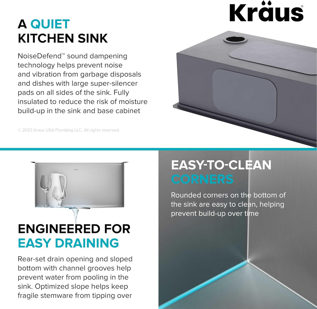 KRAUS Kore 17-Inch Undermount Workstation 16 Gauge Single Bowl Stainless Steel Bar Kitchen Sink with Accessories, KWU111-17