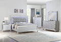 Full 5 PC LED Bedroom Set Made with Wood in Silver Color