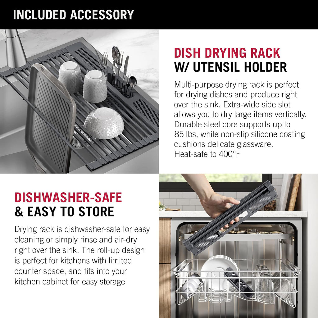DELTA FAUCET Delta Lenta 30-inch Retrofit Farmhouse Apron Front 16 Gauge Stainless Steel Single Bowl Kitchen Sink for Undermount/Drop-In Installation with Accessories, 95J132-T30S-SS
