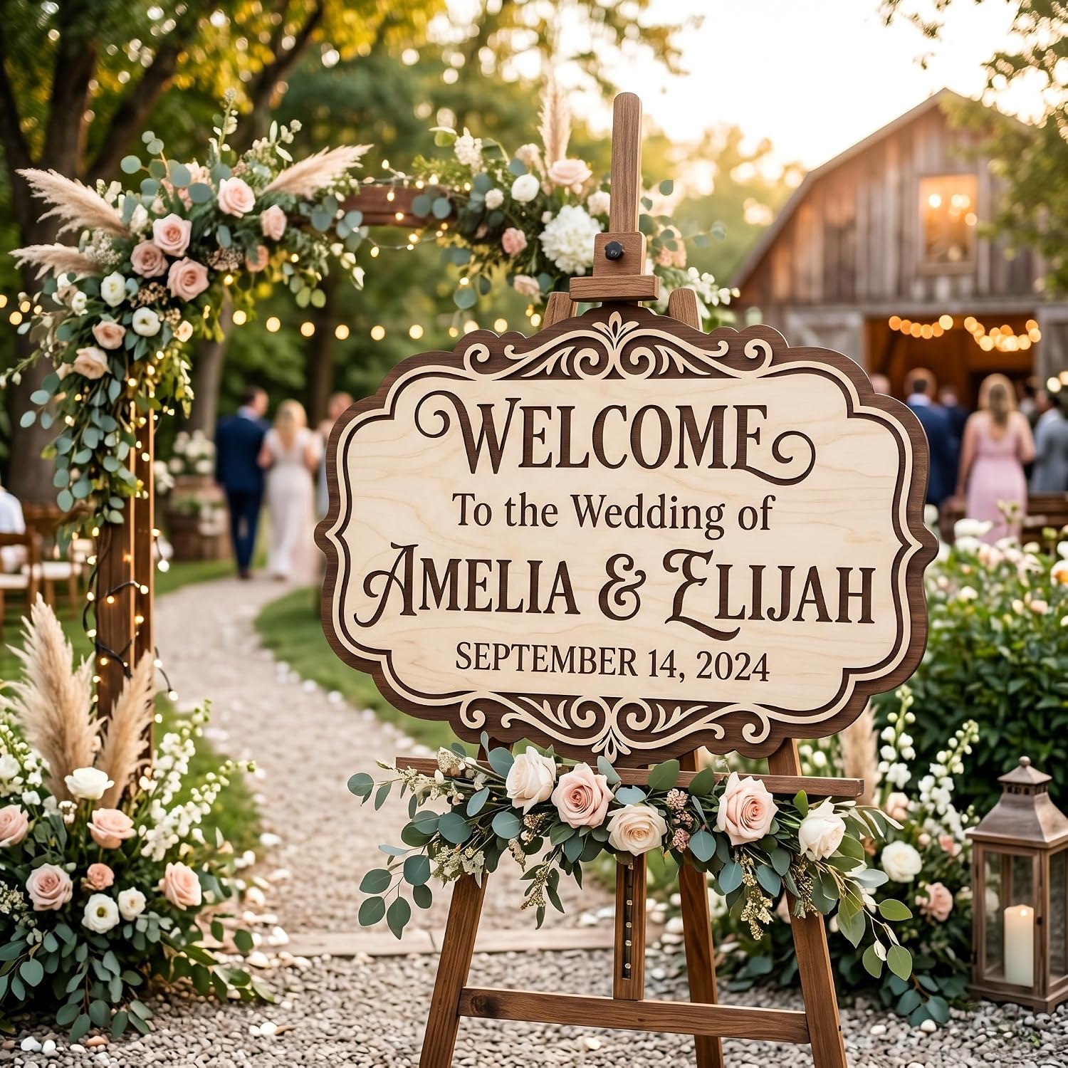 Personalized Wedding Welcome Sign, Custom 3D Wood Entrance Signage for Reception & Ceremony, Rustic Boho Barn Beach Themes, Wooden Name & Date Board Decor (16 Custom Designs)