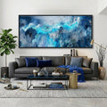 Mofutinpo Framed Abstract Canvas Wall Art | Modern Blue Contemporary Painting for Living Room, Bedroom, and Office | Large Abstract Artwork 31x70 Inches | artwork for walls
