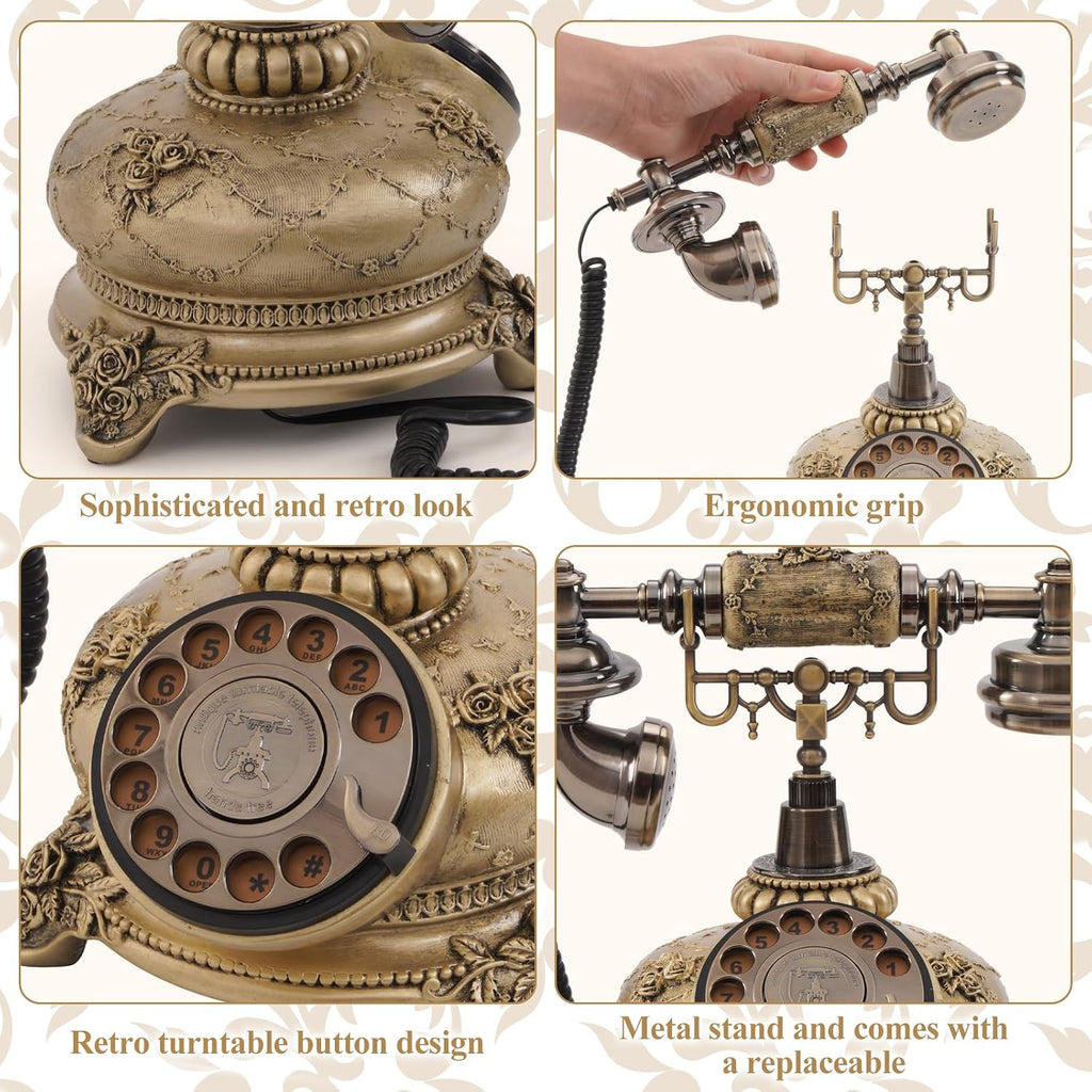 Audio Guest Book Phone, 32G Capacity Vintage Audio GuestBook Wedding Phone, Retro Audio Telephone Recording Customized Voice Message for Your Wedding Party, Bronze