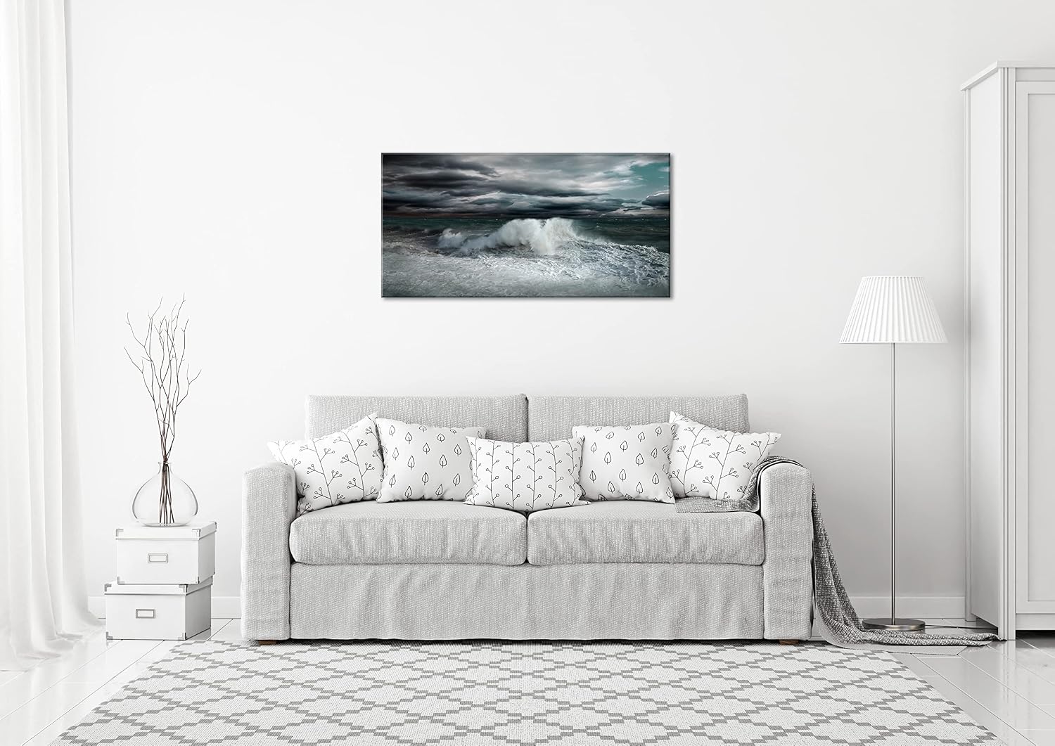 Ocean Storm Waves Large Stretched Canvas Wall Art For Living Room Bedroom Home Decoration, Mordern Sea Seascape Print Picture Painting Decor Giclee Artwork, Gallery Wrapped Gift, Inner Frame(30x60)