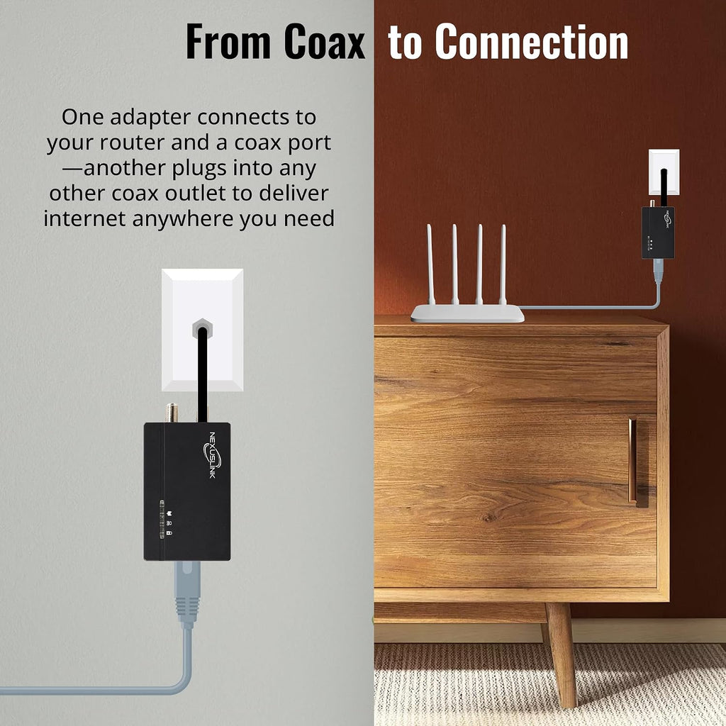 G.hn Ethernet Over Coax Adapter Kit - 1.2Gbps Network for Unused/Dark Coax - Secure Wired Connection for Gaming & Streaming - Easy Setup - Not for Cable TV/Internet - 2 Units (GCA-1200-KIT)
