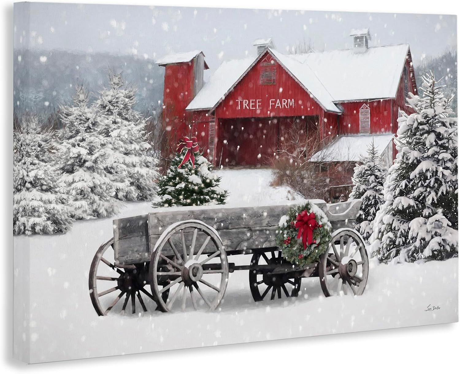 Stupell Industries Winter Wagon & Barn Canvas Wall Art, Design by Lori Deiter