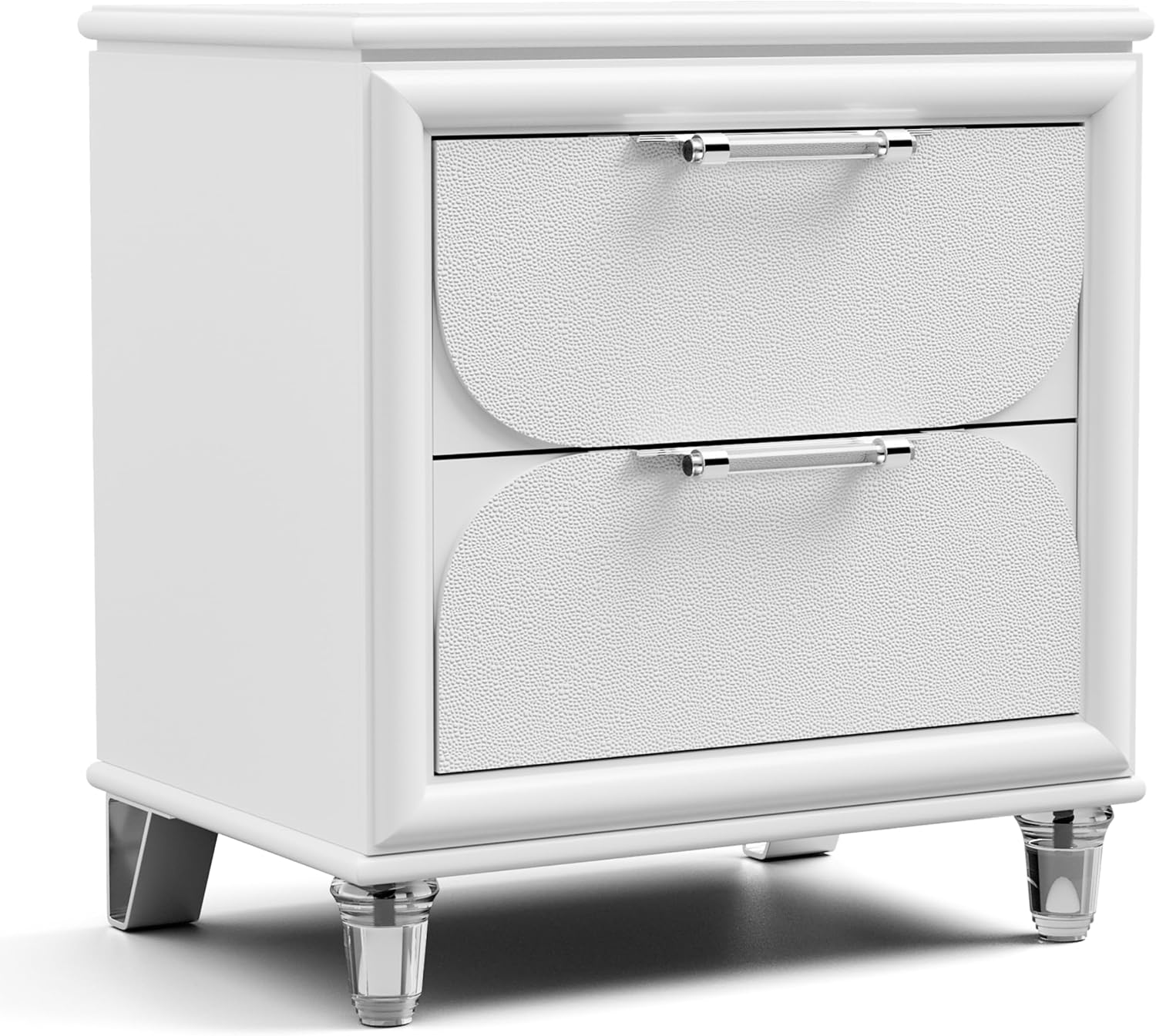 Furniture of America Leila Modern Wood 6-Piece Kids Bedroom Set with LED on Headboard and Mirror, Embossed Panels, Hidden Jewelry Tray, Felt-Lined, No Box Spring Needed, Full, Pearl White