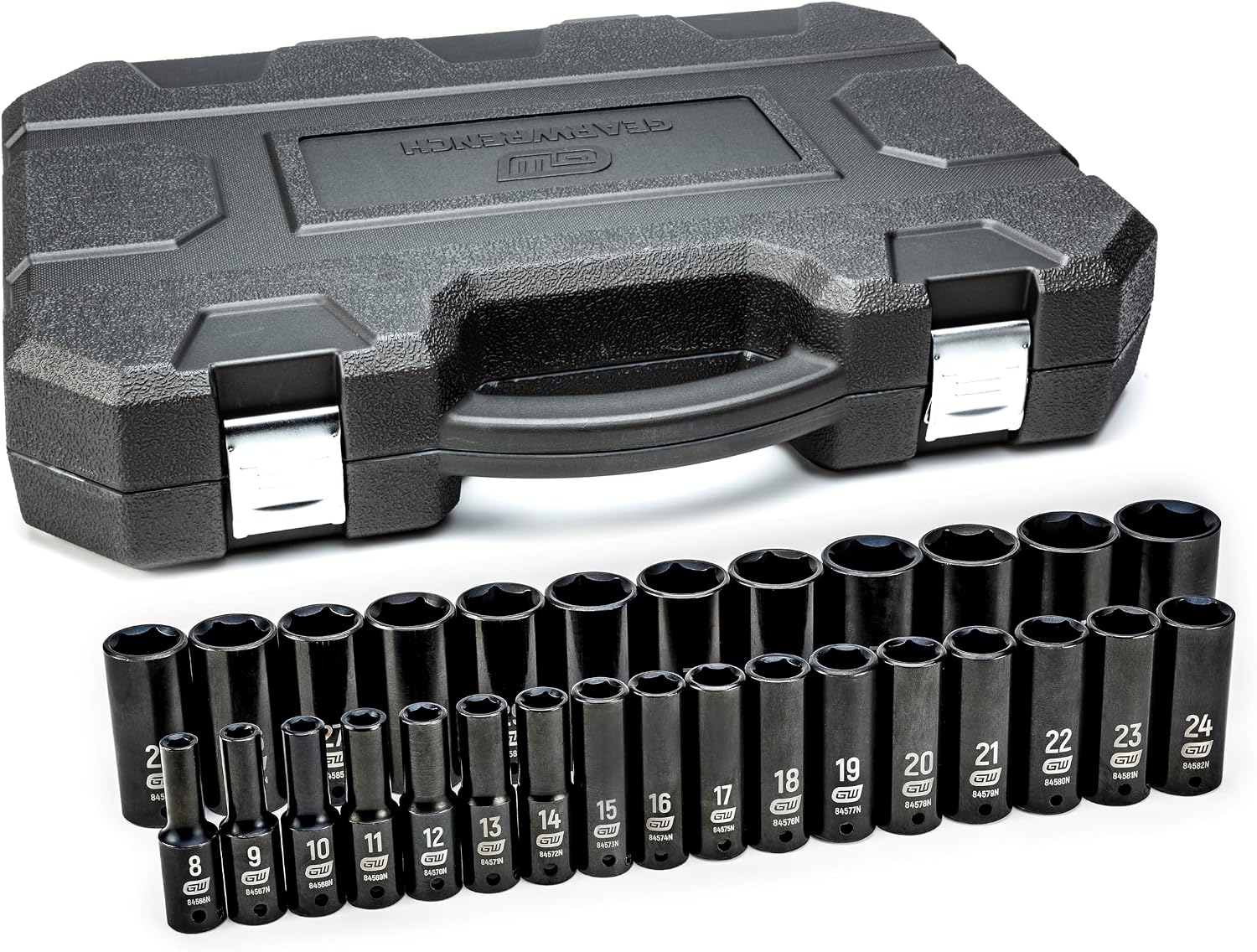 GEARWRENCH 29 Pc. 1/2' Drive 6 Pt. Impact Socket Set, Deep, Metric - 84935N