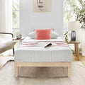 Mellow Naturalista Classic 12 Inch Solid Wood Platform Bed with Wooden Slats, Twin, White Wash