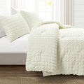 Lush Decor Crinkle Textured Dobby 3 Piece Comforter Set, King, Ivory