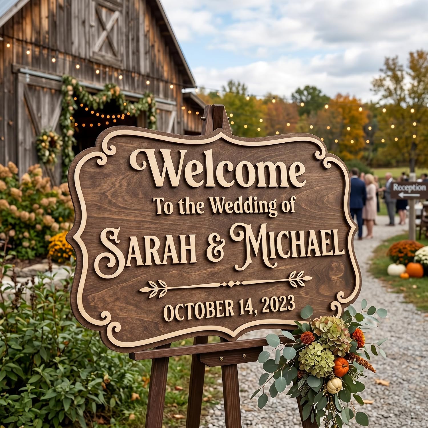 Personalized Wedding Welcome Sign, Custom 3D Wood Entrance Signage for Reception & Ceremony, Rustic Boho Barn Beach Themes, Wooden Name & Date Board Decor (16 Custom Designs)