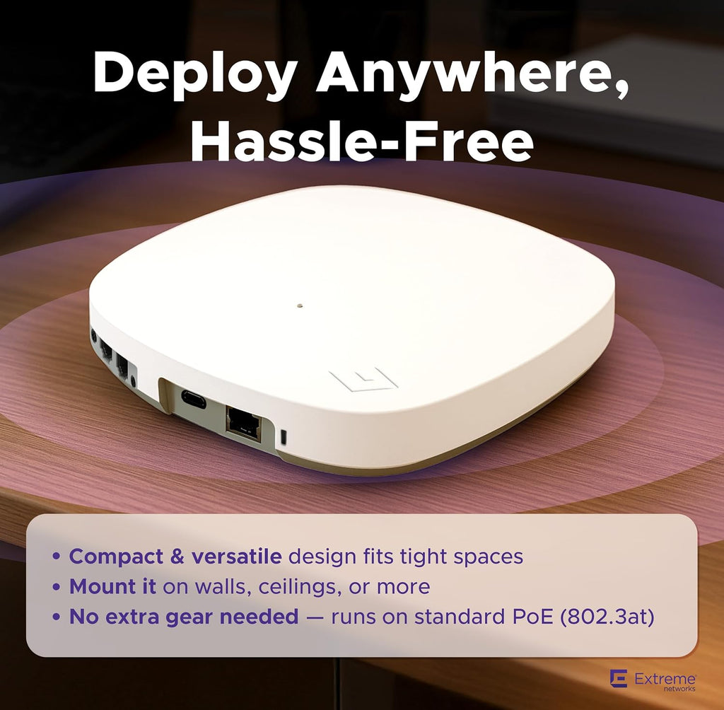 AP4000-WW Tri-Radio Indoor Wi-Fi 6E Access Point - 2.4GHz/5GHz/6GH, Multi-OS Support, Cloud-Managed with ExtremeCloud IQ, High-Density Performance