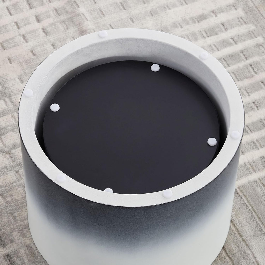 Round Coffee Table Set of 2, Modern Circle Nesting Coffee Table Double Wood End/Side Table for Living Room Small Spaces, Minimalist Abstract Mist Gradient - Black to White,18.9' & 14.96'