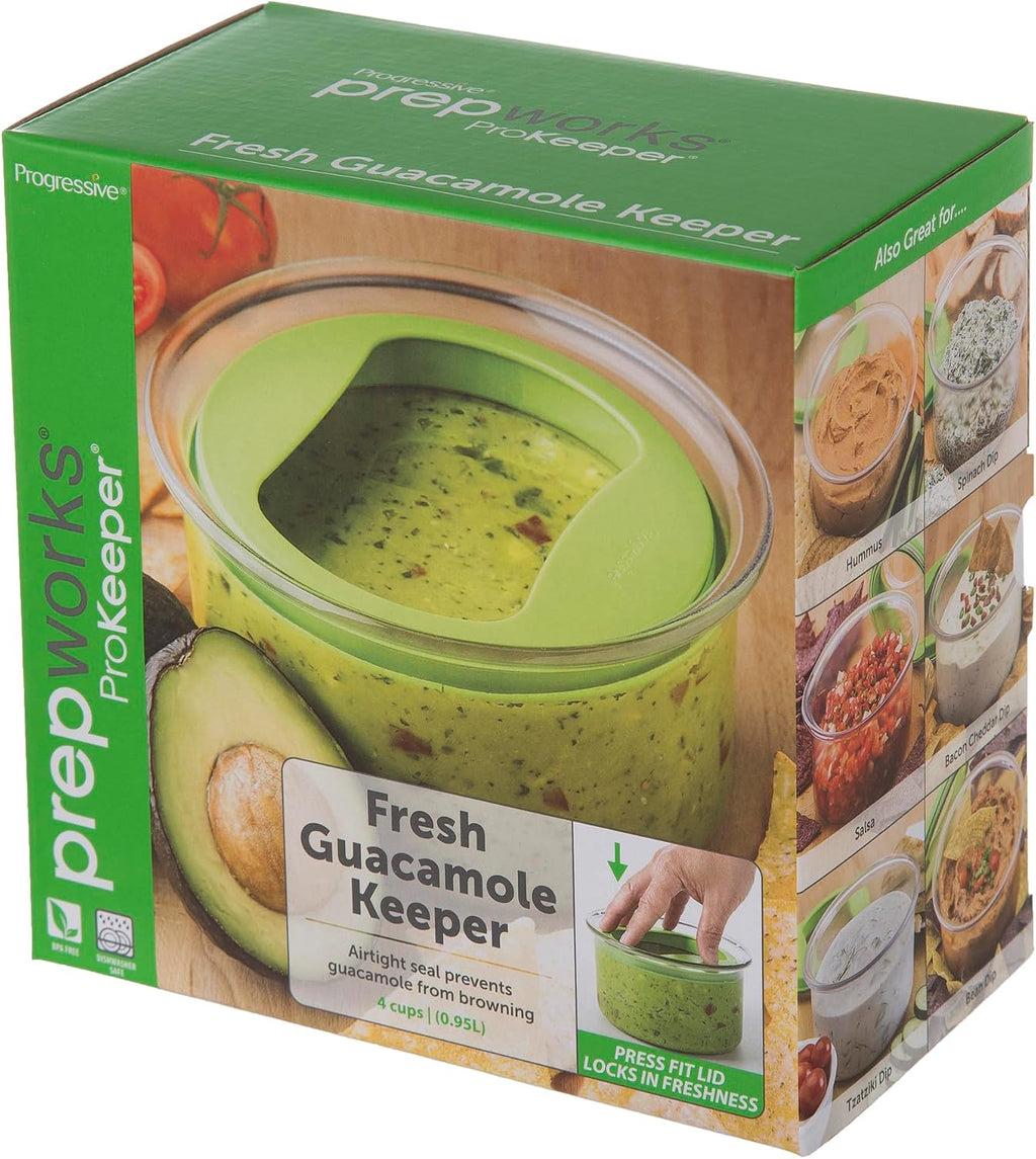 PREPWORKS ProKeeper Fresh Guacamole Plastic Kitchen Storage Container with Airtight Lid (Green), for Guacamole and Food Storage (Pack of 12)